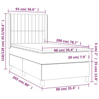 Produktbild för Ramsäng med madrass mörkgrå 90x200 cm tyg