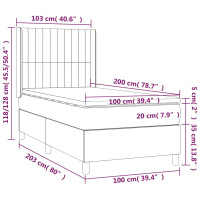 Produktbild för Ramsäng med madrass ljusgrå 100x200 cm tyg