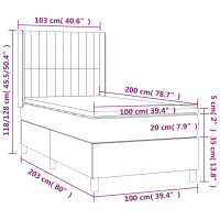 Produktbild för Ramsäng med madrass mörkbrun 100x200 cm tyg