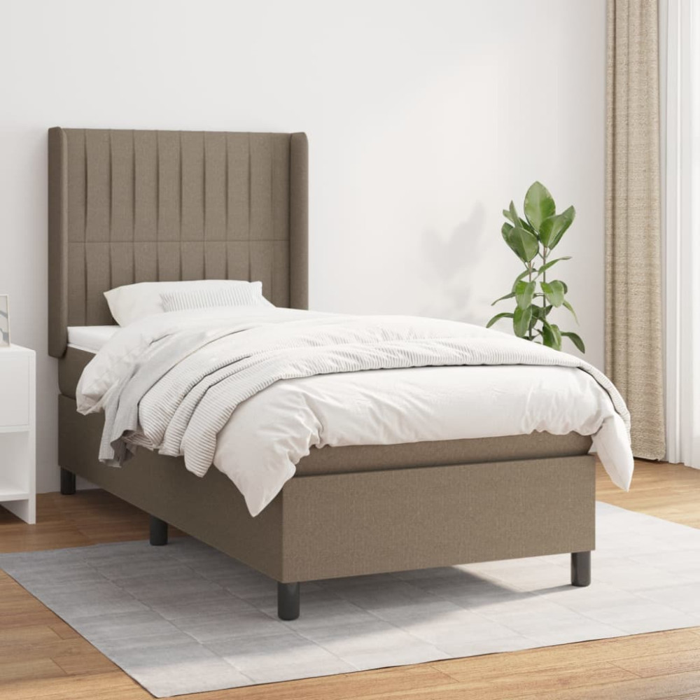 Produktbild för Ramsäng med madrass taupe 100x200 cm tyg