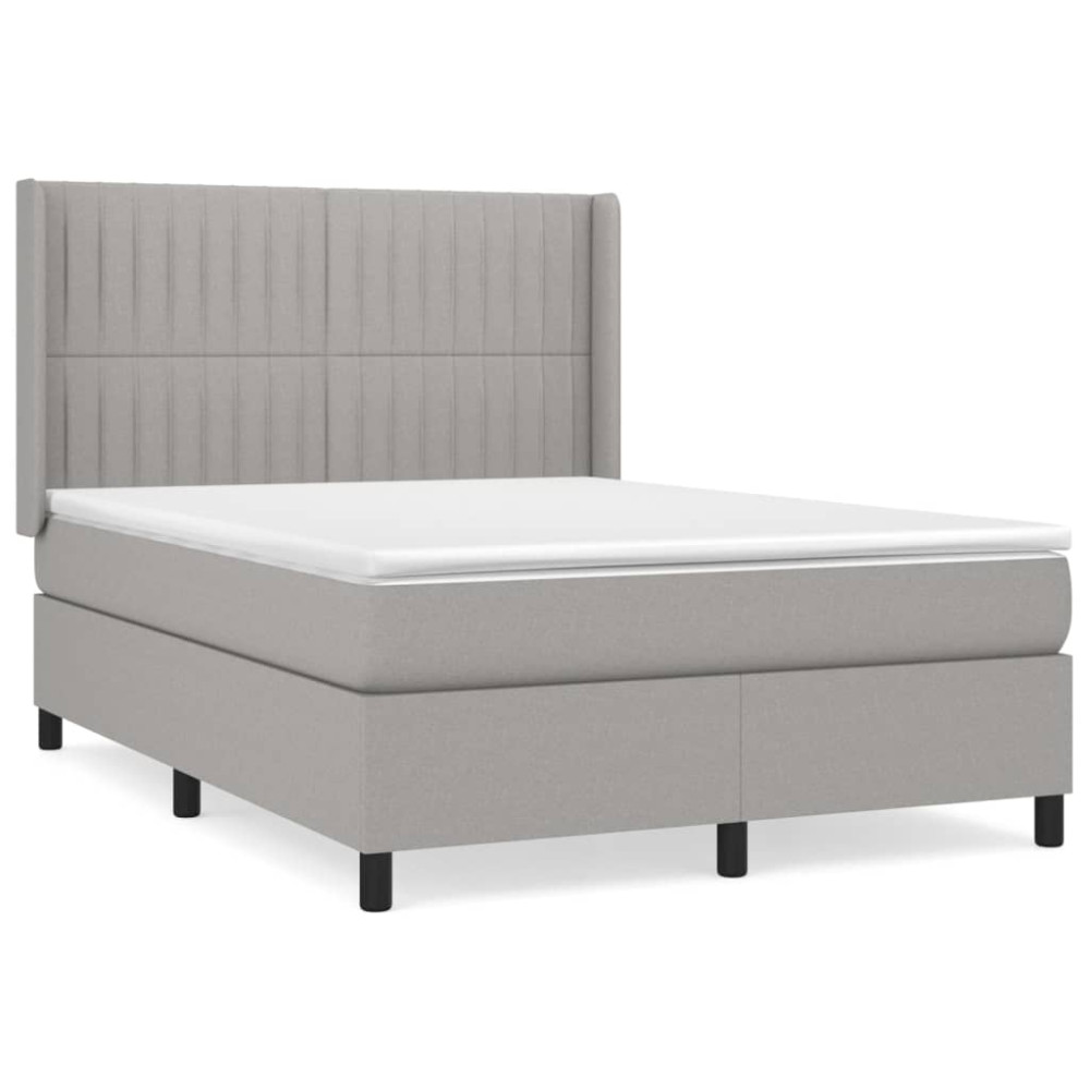 Produktbild för Ramsäng med madrass ljusgrå 140x200 cm tyg