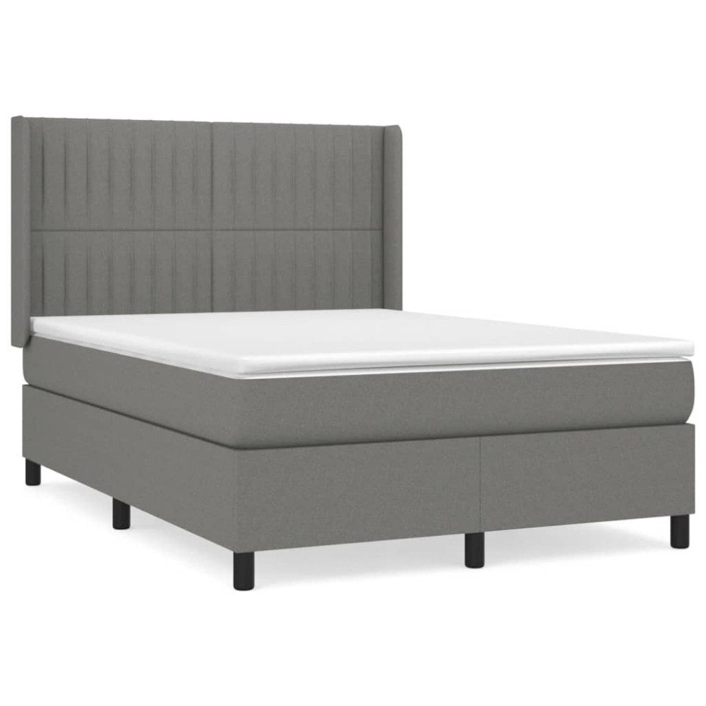 Produktbild för Ramsäng med madrass mörkgrå 140x200 cm tyg