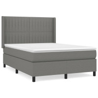 Produktbild för Ramsäng med madrass mörkgrå 140x200 cm tyg