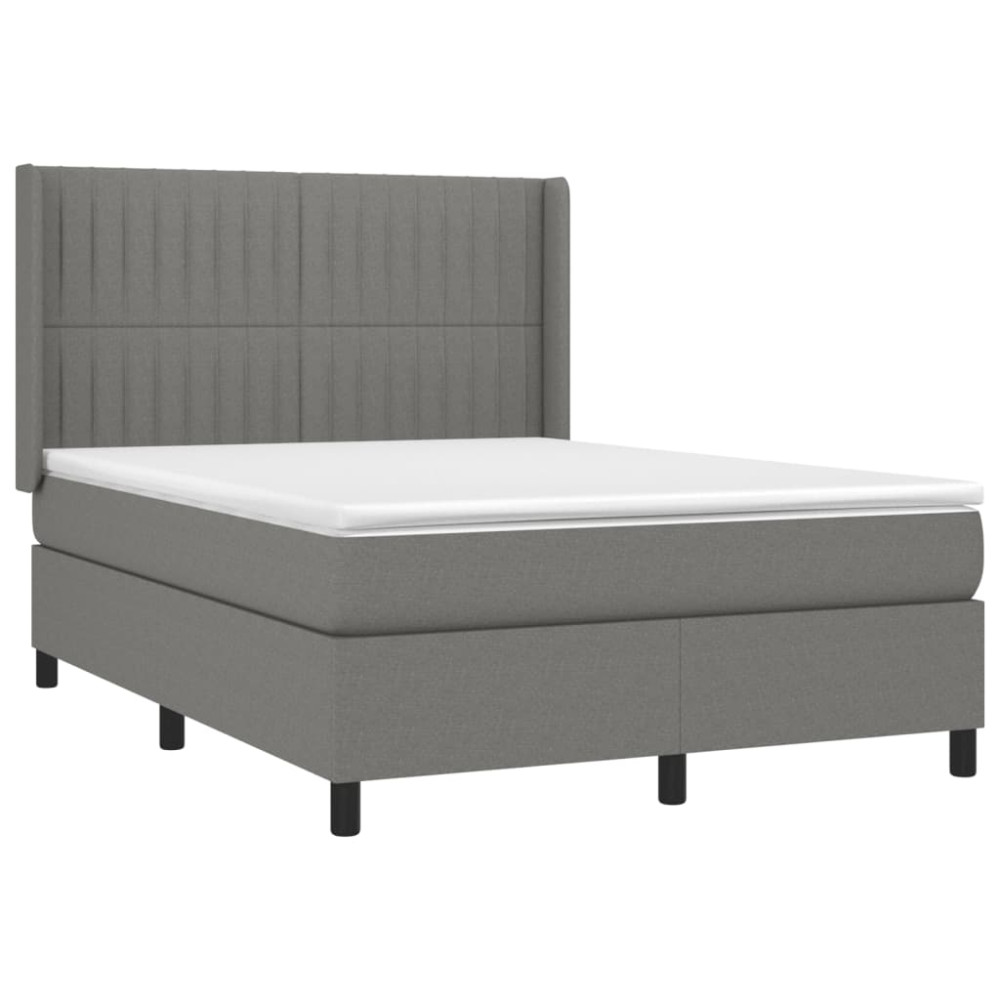 Produktbild för Ramsäng med madrass mörkgrå 140x200 cm tyg