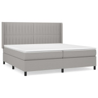 Produktbild för Ramsäng med madrass ljusgrå 200x200 cm tyg