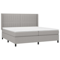 Produktbild för Ramsäng med madrass ljusgrå 200x200 cm tyg