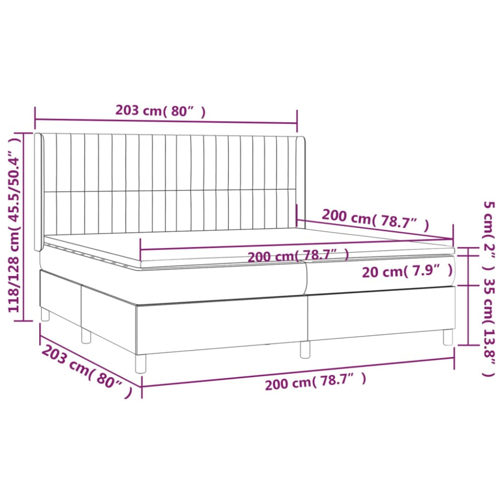 Produktbild för Ramsäng med madrass mörkgrå 200x200 cm tyg