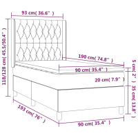 Produktbild för Ramsäng med madrass ljusgrå 90x190 cm tyg