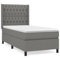 Produktbild för Ramsäng med madrass mörkgrå 90x190 cm tyg
