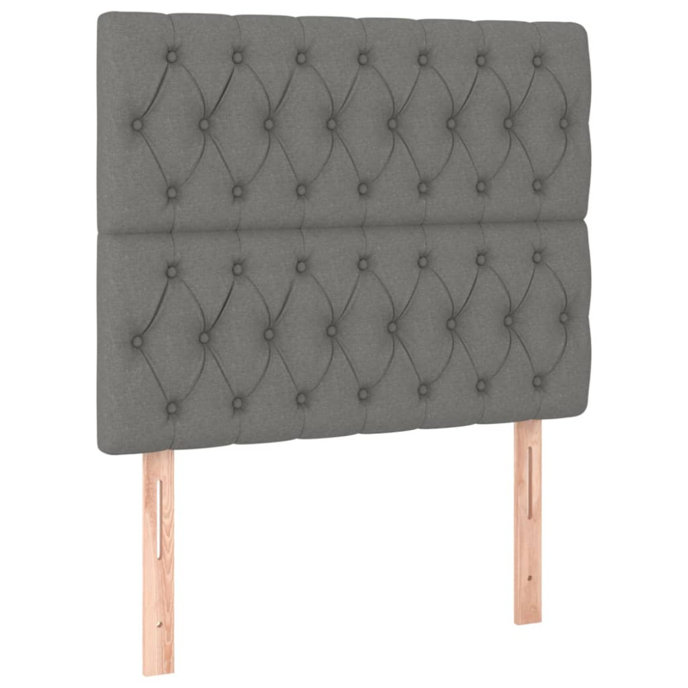 Produktbild för Ramsäng med madrass mörkgrå 90x190 cm tyg
