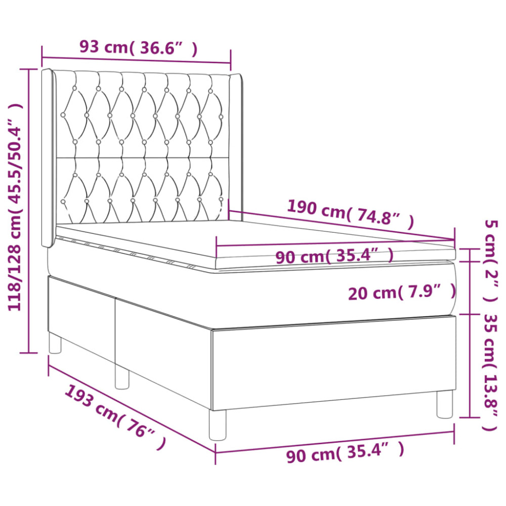 Produktbild för Ramsäng med madrass blå 90x190 cm tyg