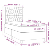 Produktbild för Ramsäng med madrass svart 90x200 cm tyg
