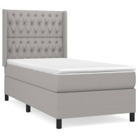Produktbild för Ramsäng med madrass ljusgrå 100x200 cm tyg