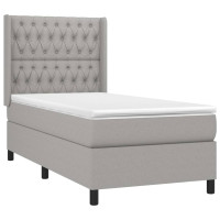 Produktbild för Ramsäng med madrass ljusgrå 100x200 cm tyg