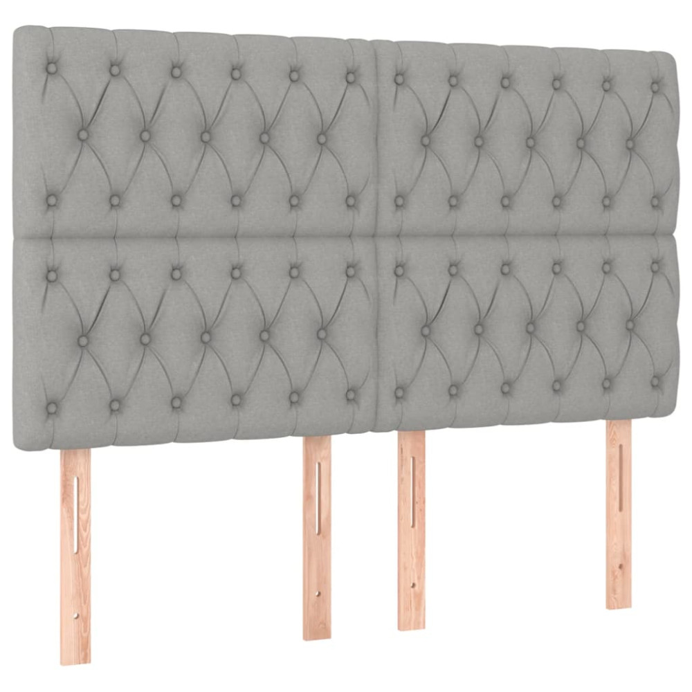 Produktbild för Ramsäng med madrass ljusgrå 140x190 cm tyg