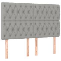 Produktbild för Ramsäng med madrass ljusgrå 140x190 cm tyg