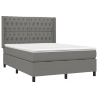 Produktbild för Ramsäng med madrass mörkgrå 140x190 cm tyg