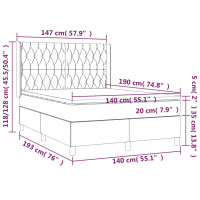 Produktbild för Ramsäng med madrass mörkgrå 140x190 cm tyg