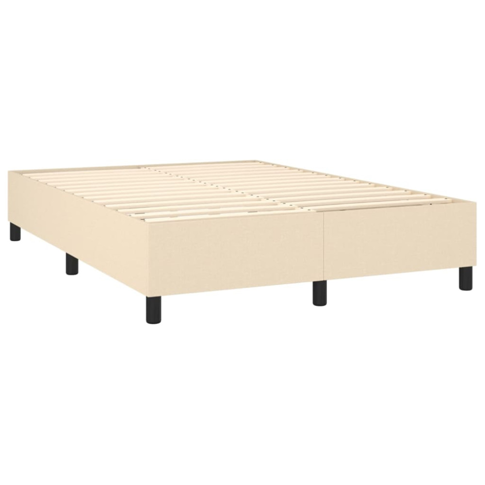 Produktbild för Ramsäng med madrass gräddvit 140x200 cm tyg