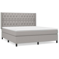 Produktbild för Ramsäng med madrass ljusgrå 160x200 cm tyg