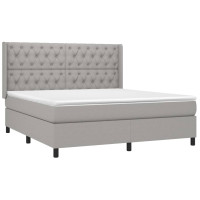 Produktbild för Ramsäng med madrass ljusgrå 160x200 cm tyg