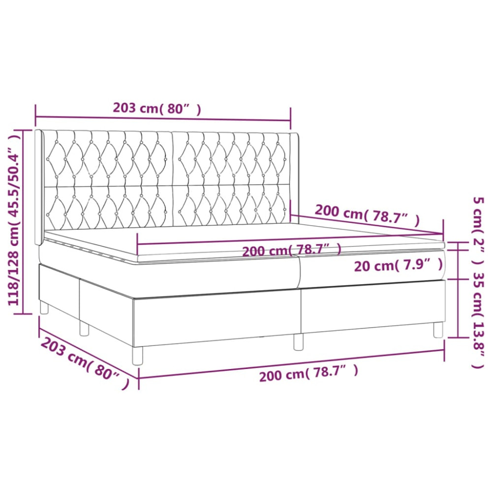 Produktbild för Ramsäng med madrass ljusgrå 200x200 cm tyg