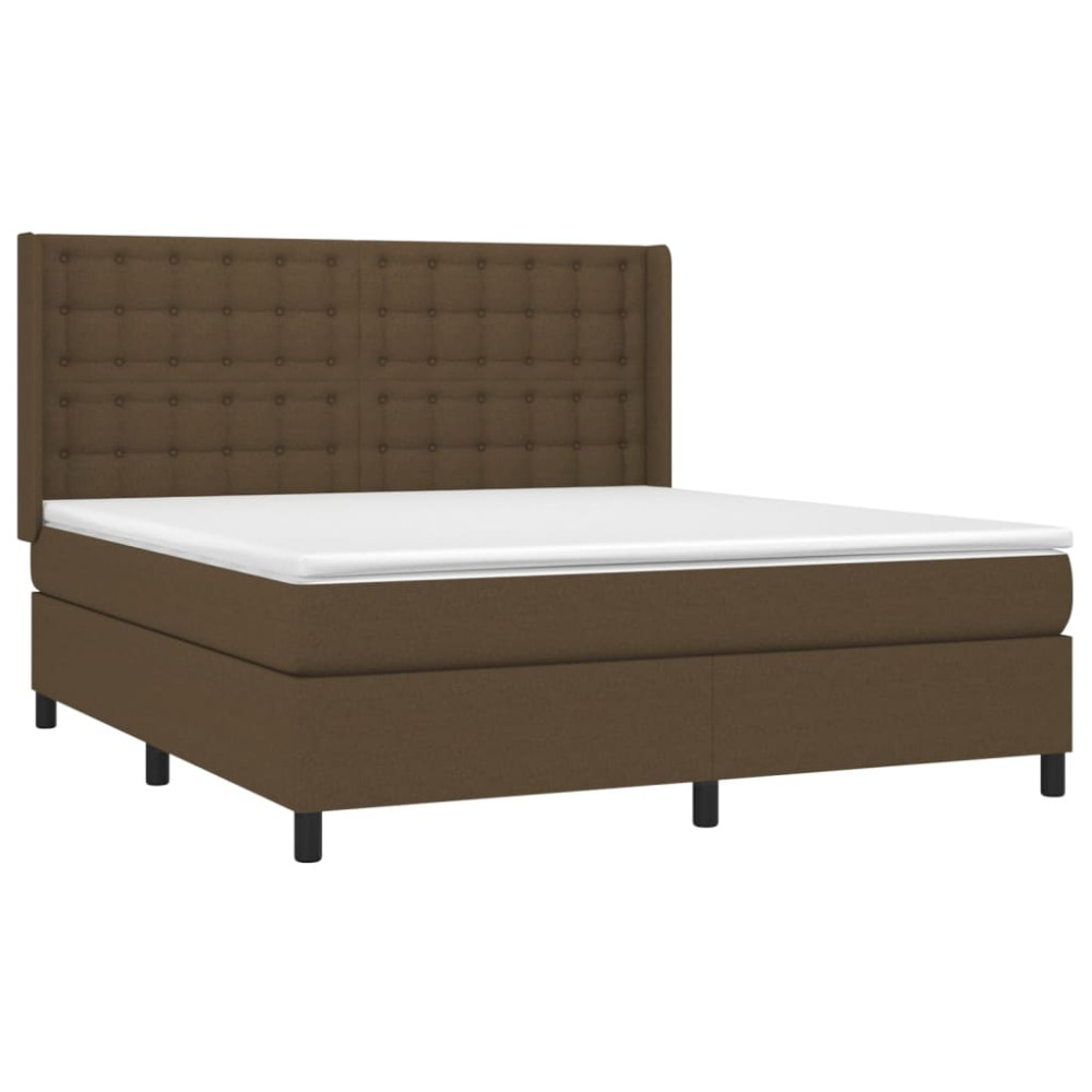 Produktbild för Ramsäng med madrass mörkbrun 180x200 cm tyg