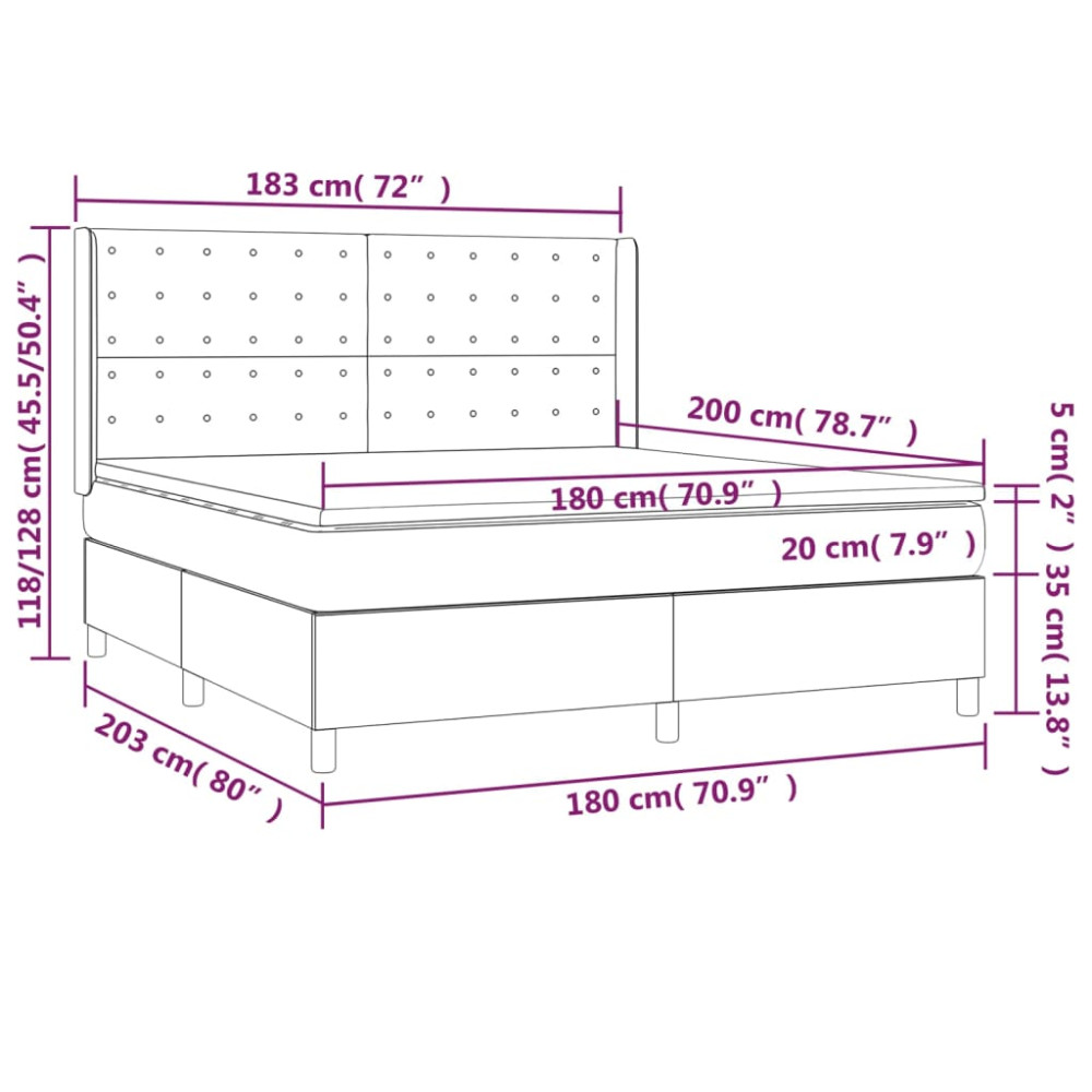 Produktbild för Ramsäng med madrass mörkbrun 180x200 cm tyg