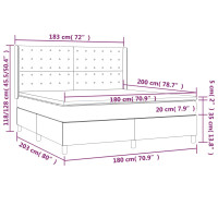 Produktbild för Ramsäng med madrass mörkbrun 180x200 cm tyg