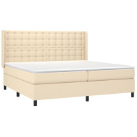 Produktbild för Ramsäng med madrass gräddvit 200x200 cm tyg