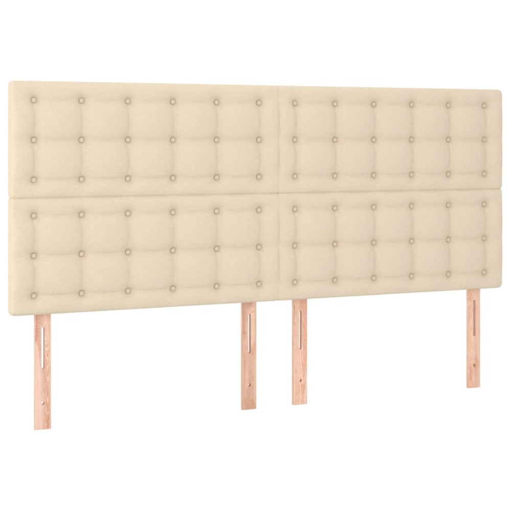 Produktbild för Ramsäng med madrass gräddvit 200x200 cm tyg