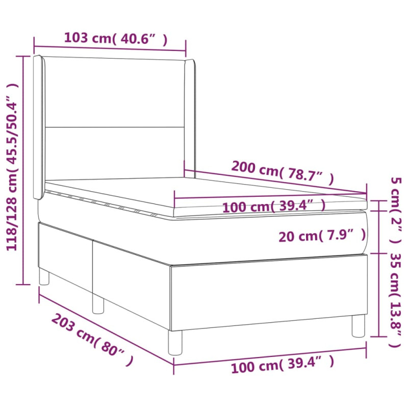 Produktbild för Ramsäng med madrass svart 100x200 cm tyg