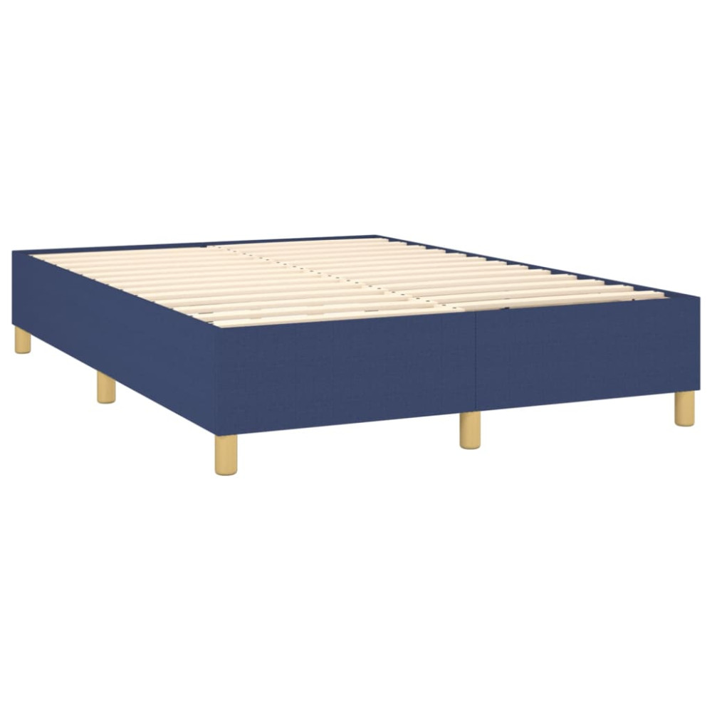 Produktbild för Ramsäng med madrass blå 140x190 cm tyg