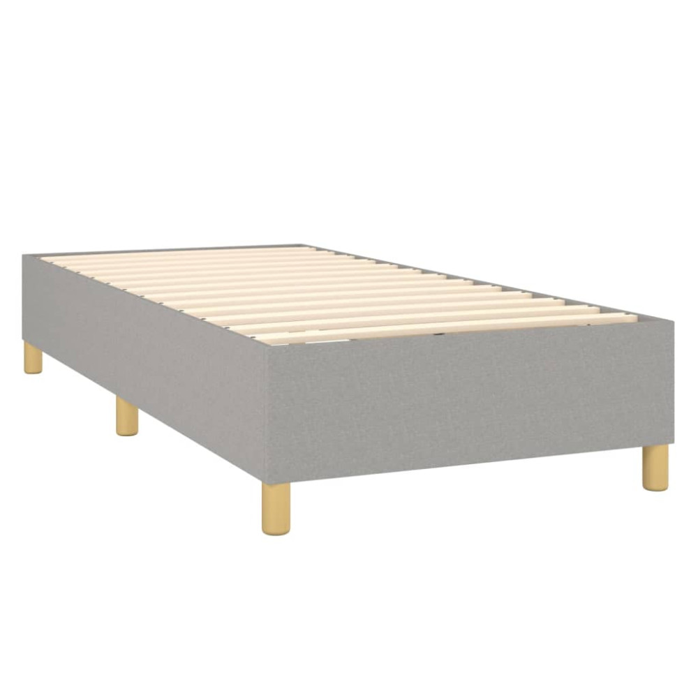 Produktbild för Ramsäng med madrass ljusgrå 90x190 cm tyg