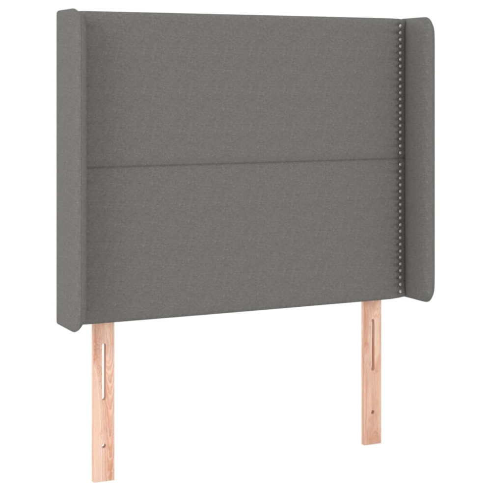 Produktbild för Ramsäng med madrass mörkgrå 90x190 cm tyg