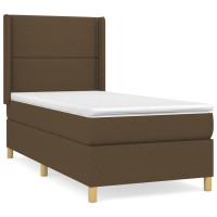 Produktbild för Ramsäng med madrass mörkbrun 90x190 cm tyg