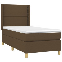 Produktbild för Ramsäng med madrass mörkbrun 90x190 cm tyg