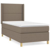 Produktbild för Ramsäng med madrass taupe 90x190 cm tyg