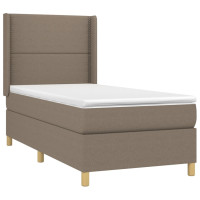 Produktbild för Ramsäng med madrass taupe 90x190 cm tyg