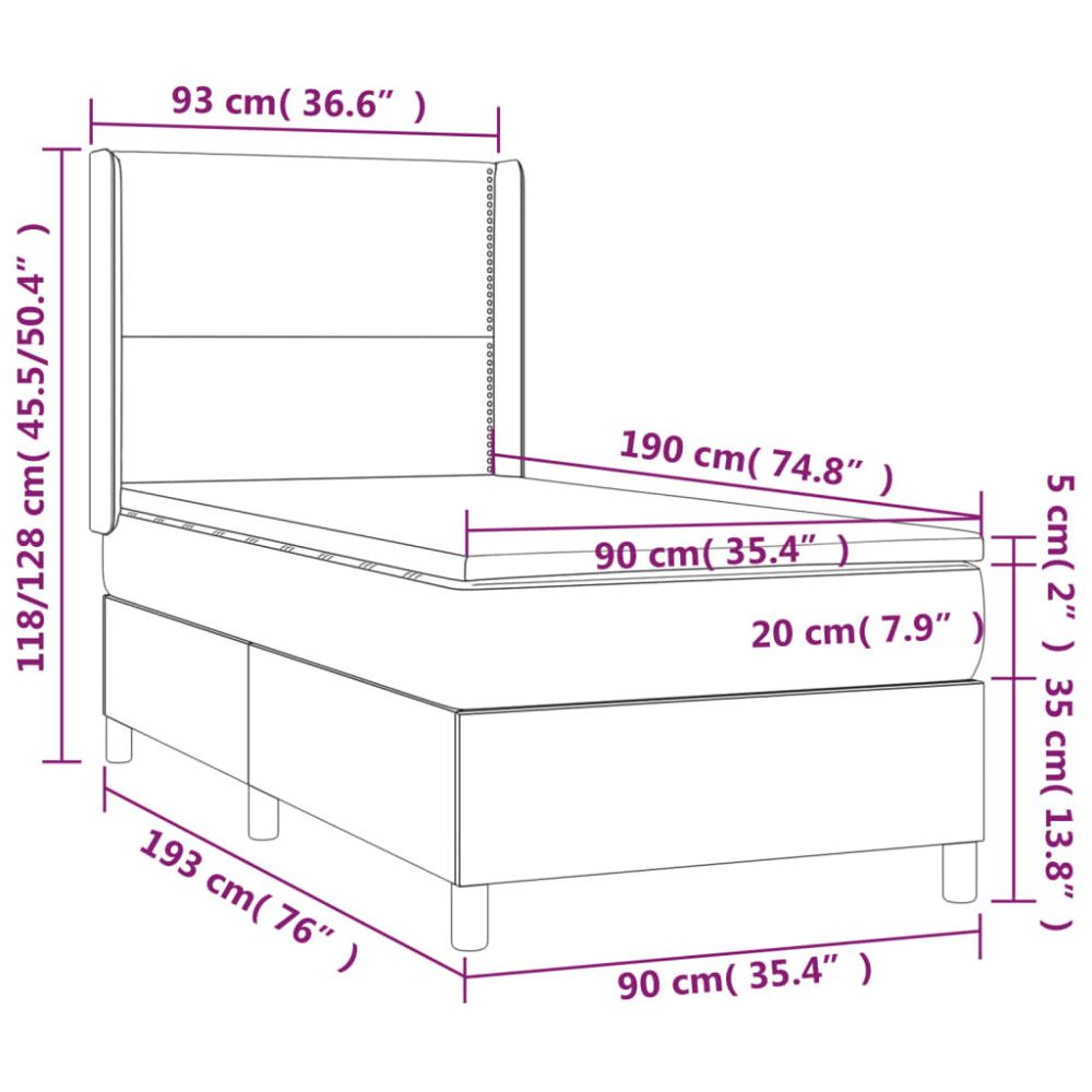 Produktbild för Ramsäng med madrass taupe 90x190 cm tyg