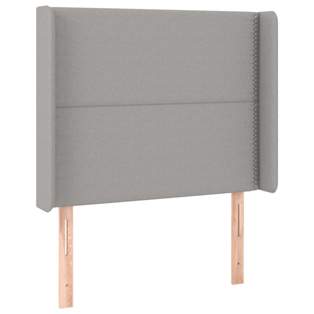 Produktbild för Ramsäng med madrass ljusgrå 90x200 cm tyg