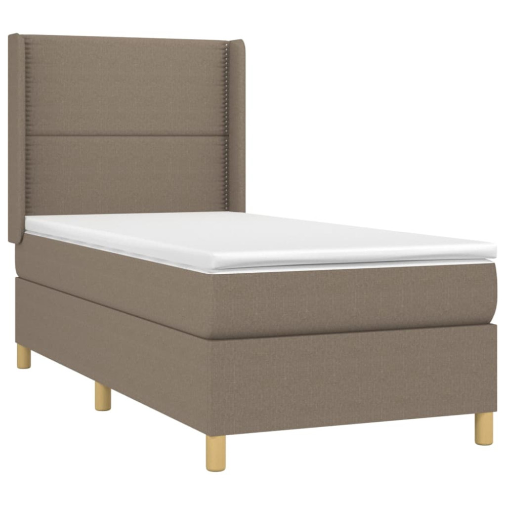 Produktbild för Ramsäng med madrass taupe 90x200 cm tyg
