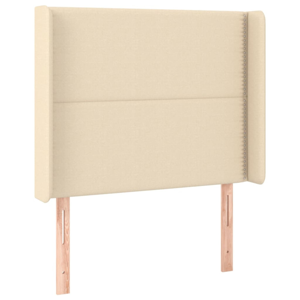 Produktbild för Ramsäng med madrass gräddvit 90x200 cm tyg