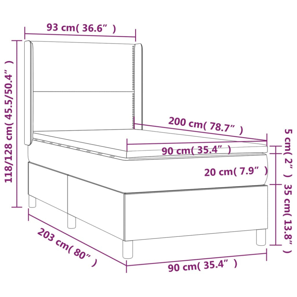 Produktbild för Ramsäng med madrass blå 90x200 cm tyg