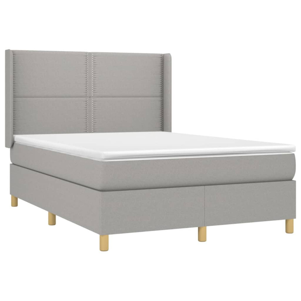 Produktbild för Ramsäng med madrass ljusgrå 140x190 cm tyg