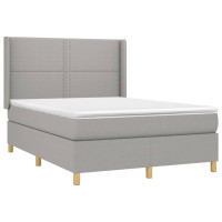 Produktbild för Ramsäng med madrass ljusgrå 140x190 cm tyg