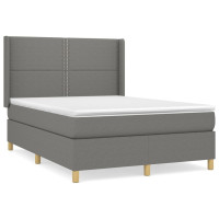 Produktbild för Ramsäng med madrass mörkgrå 140x190 cm tyg