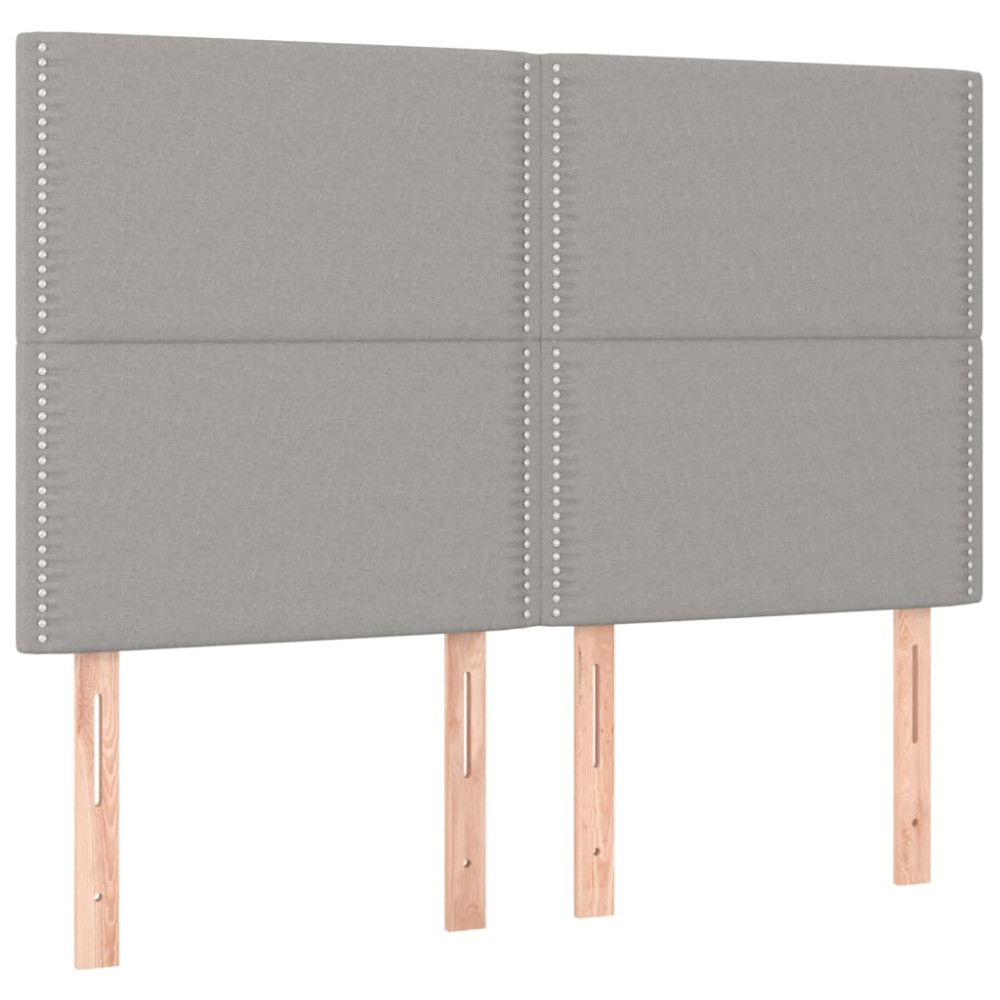 Produktbild för Ramsäng med madrass ljusgrå 140x200 cm tyg
