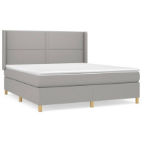 Produktbild för Ramsäng med madrass ljusgrå 180x200 cm tyg