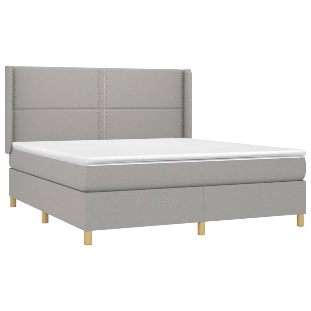 Produktbild för Ramsäng med madrass ljusgrå 180x200 cm tyg